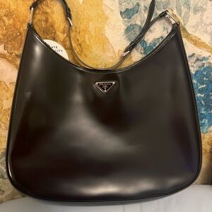 Prada Spazzolato Cleo Adjustable Strap Shoulder Bag.